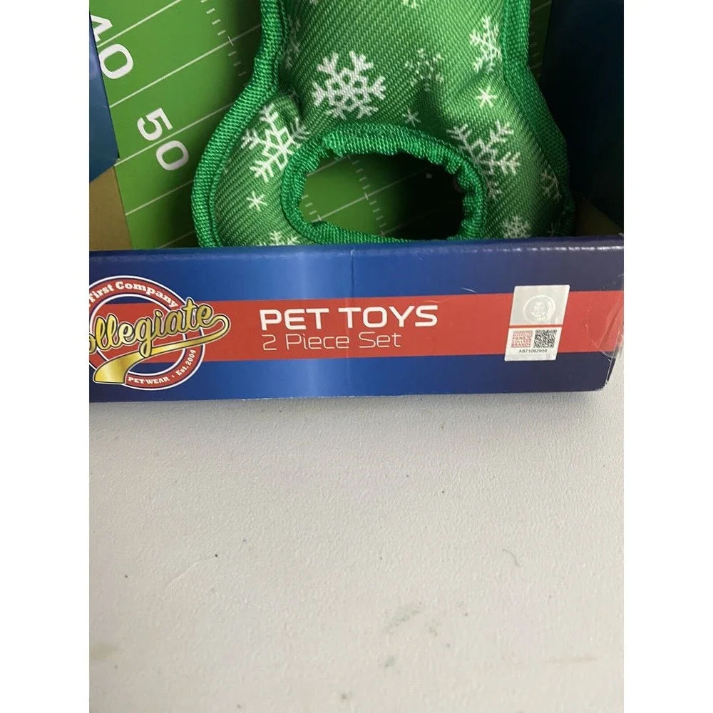 LSU Tigers Holiday Dog Toy 2 Piece Gingerbread Man Plush Squeaker/Green Bone